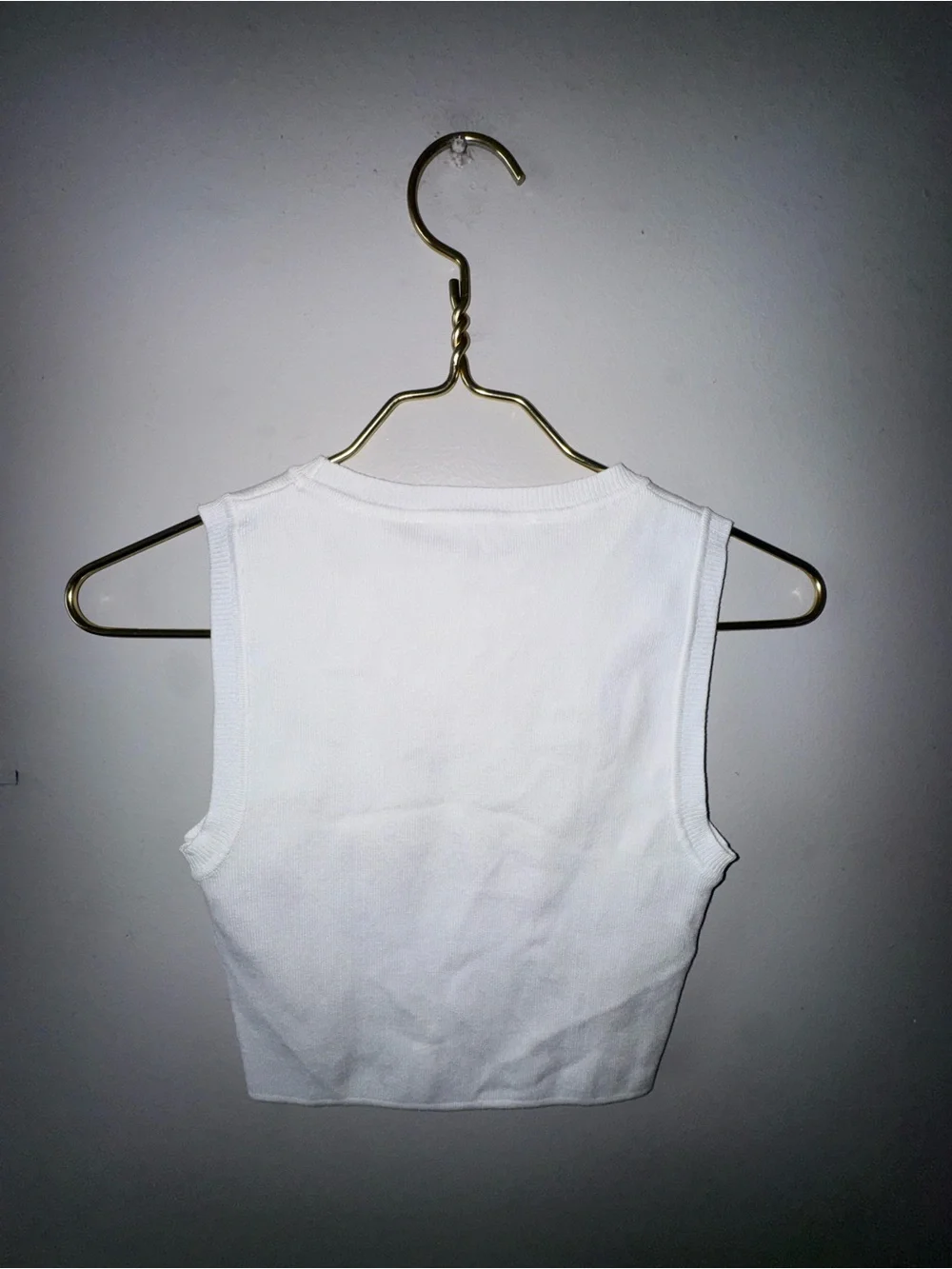 Zara White Ribbed Cropped Tank